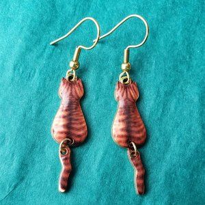 2/10$ NWOT Ginger tabby cat with articulated tail earrings